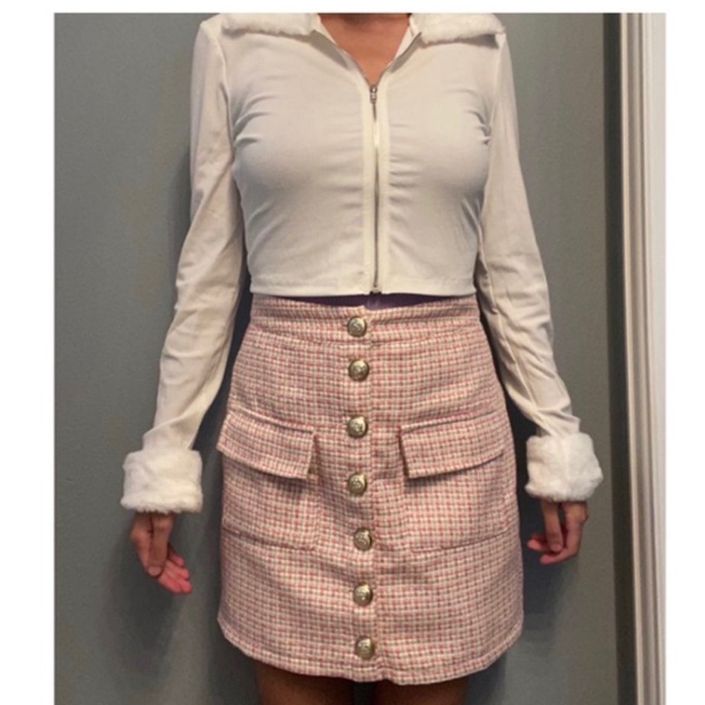 pink tweed skirt
